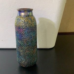 Hand painted vase, all metallic colors, sealed with heavy varnish.